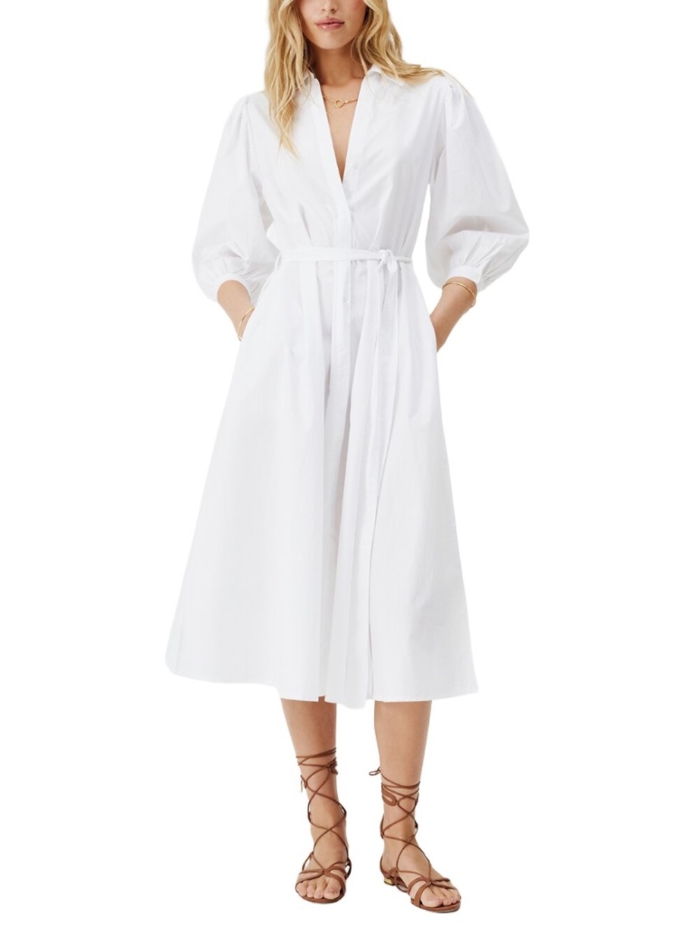 Melissa Odabash White Midi Shirt Dress - Picture 9 of 9